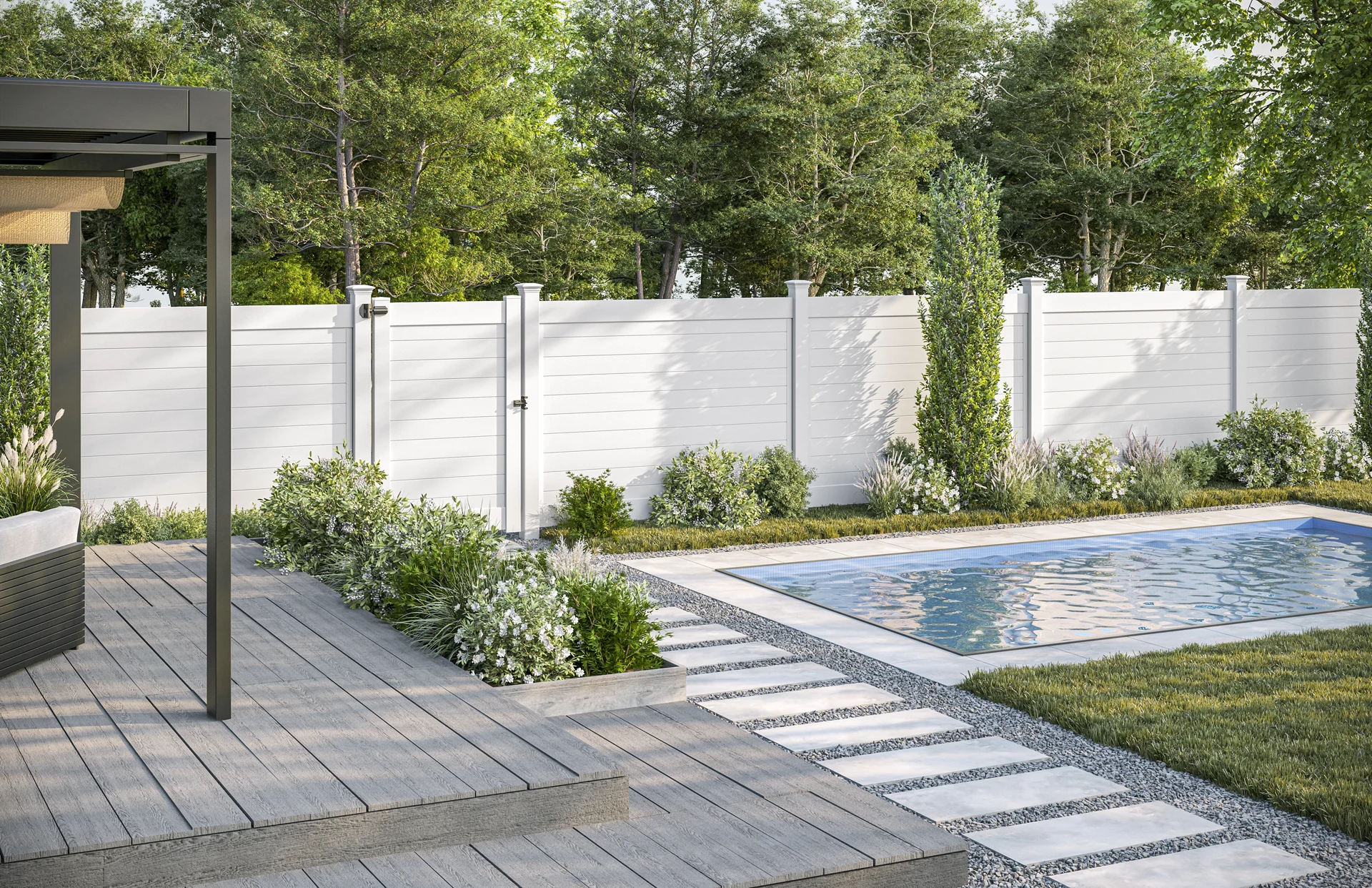 White vinyl tongue-groove privacy fence pricing — Grain Valley, MO — RKC Wood Care Pros