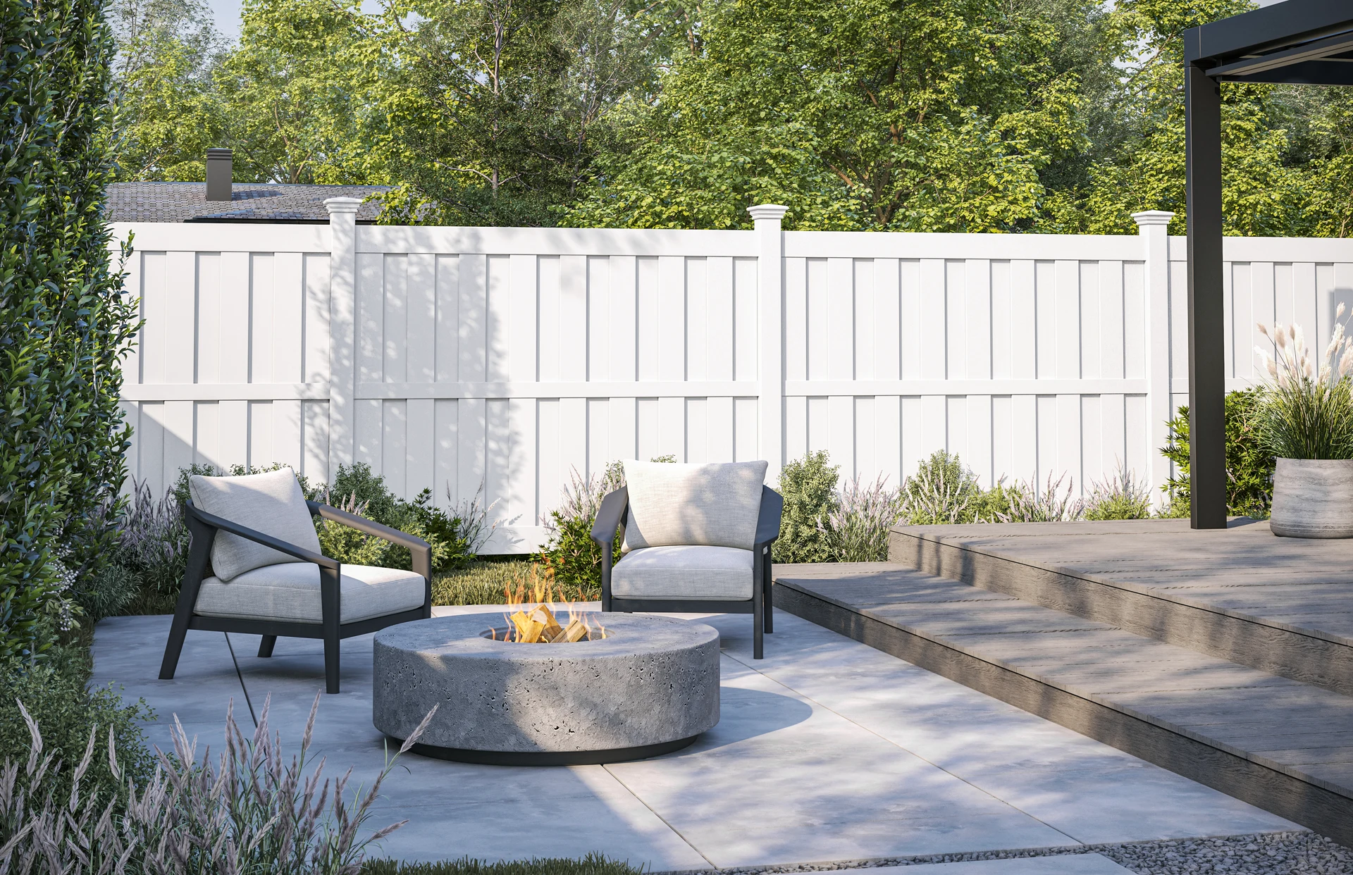 Vinyl Fence Installation project in Grandview, MO by RKC Wood Care Pros