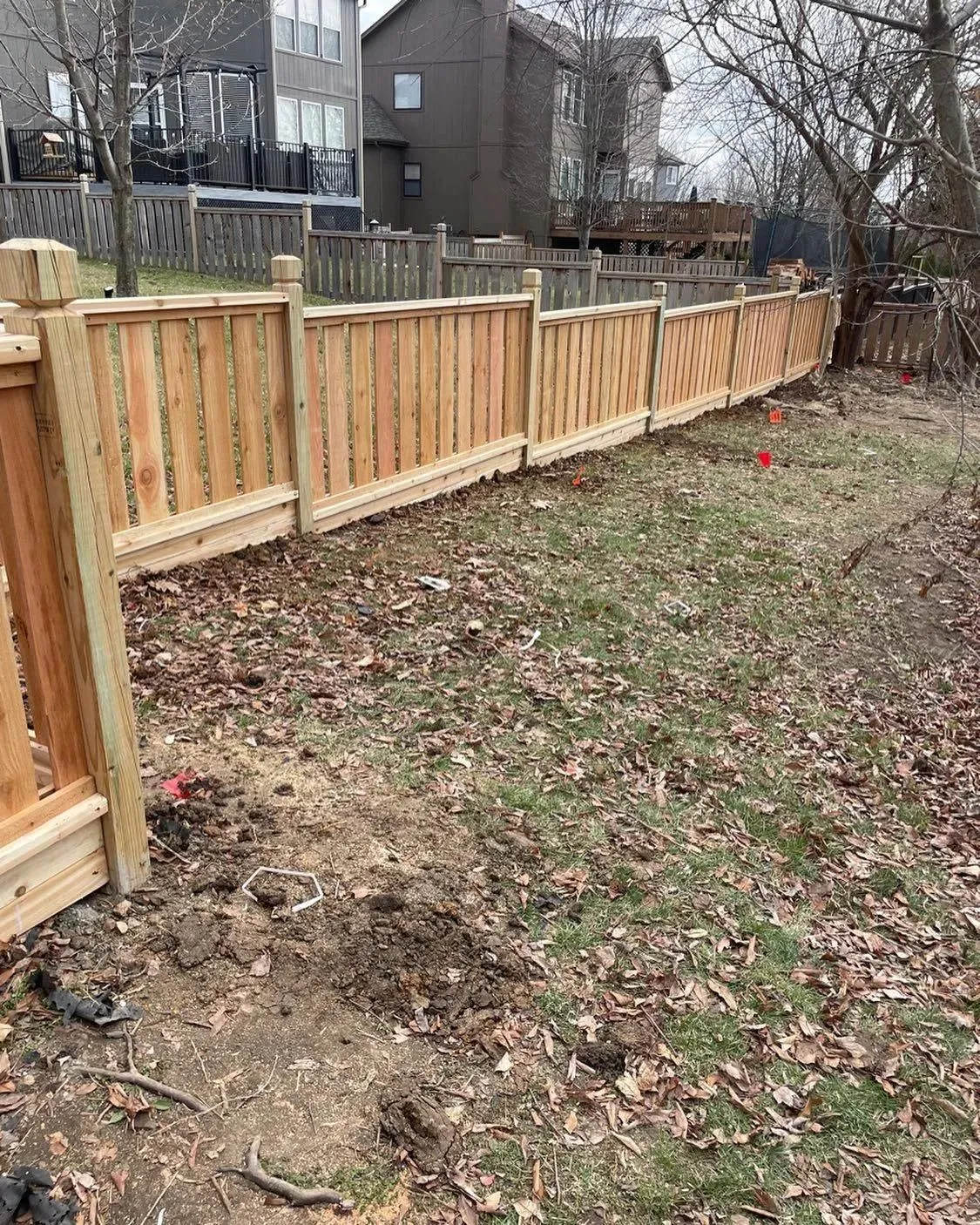 Shadow box cedar privacy fence with air-gap design in Shawnee, KS — RKC Wood Care Pros