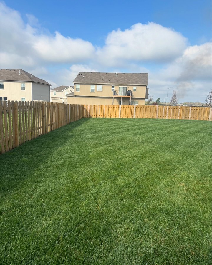 Cedar dog-ear picket fence enclosing a large suburban backyard in Kansas City — RKC Wood Care Pros